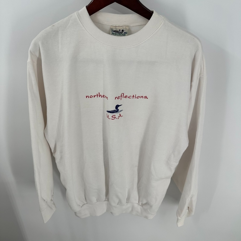 Vintage Northern Reflections Classic Crew Neck Pullover Sweatshirt‎ White M NWT